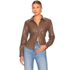 Revolve- heartloom- chocolate brown faux leather top